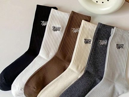 1/6 Pairs Of Fall/Winter Socks Men's Mid-Tube Socks Men's Solid Color Deodorant Wicks Men's Socks Basketball Spor