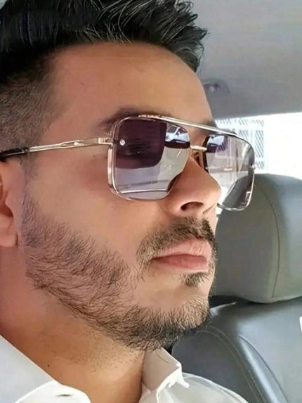 1pc Men's Ombre Gray Dual Beam Glasses, European American Style Street Fashion Eyewear, Versatile Glasses Suitable For Outdoor Gatherings, Fashion Photoshoot Props, Decorative Glasses, Daily Fashion Accessories, Perfect Gift For Birthday, Holiday, Party, Christmas For Summer Beach Vacation,Outdoor,Travel
