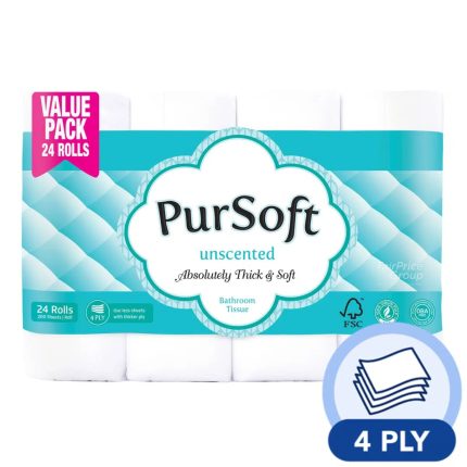 PurSoft Bathroom Tissue Roll - Unscented (4 ply)